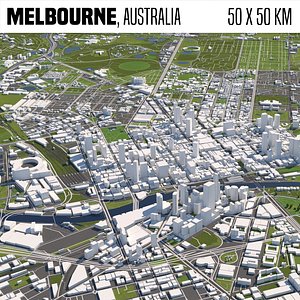 Melbourne Australia 50x50km 3D City Map