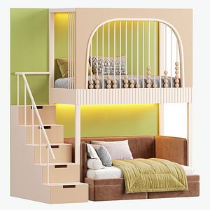 3D Kids Bed Two Level model
