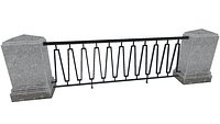 Iron fence with granite pillars - Second variant - low poly