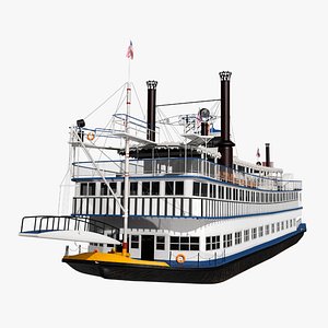 3D Paddle Wheeled Steamboat