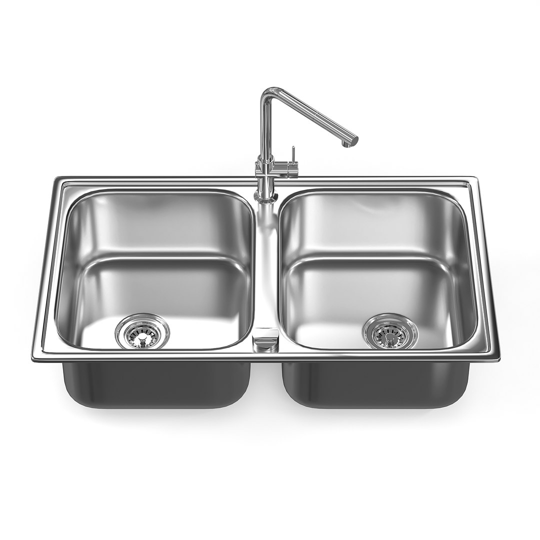 Metal Double Kitchen Sink 3d Model Turbosquid 1551645