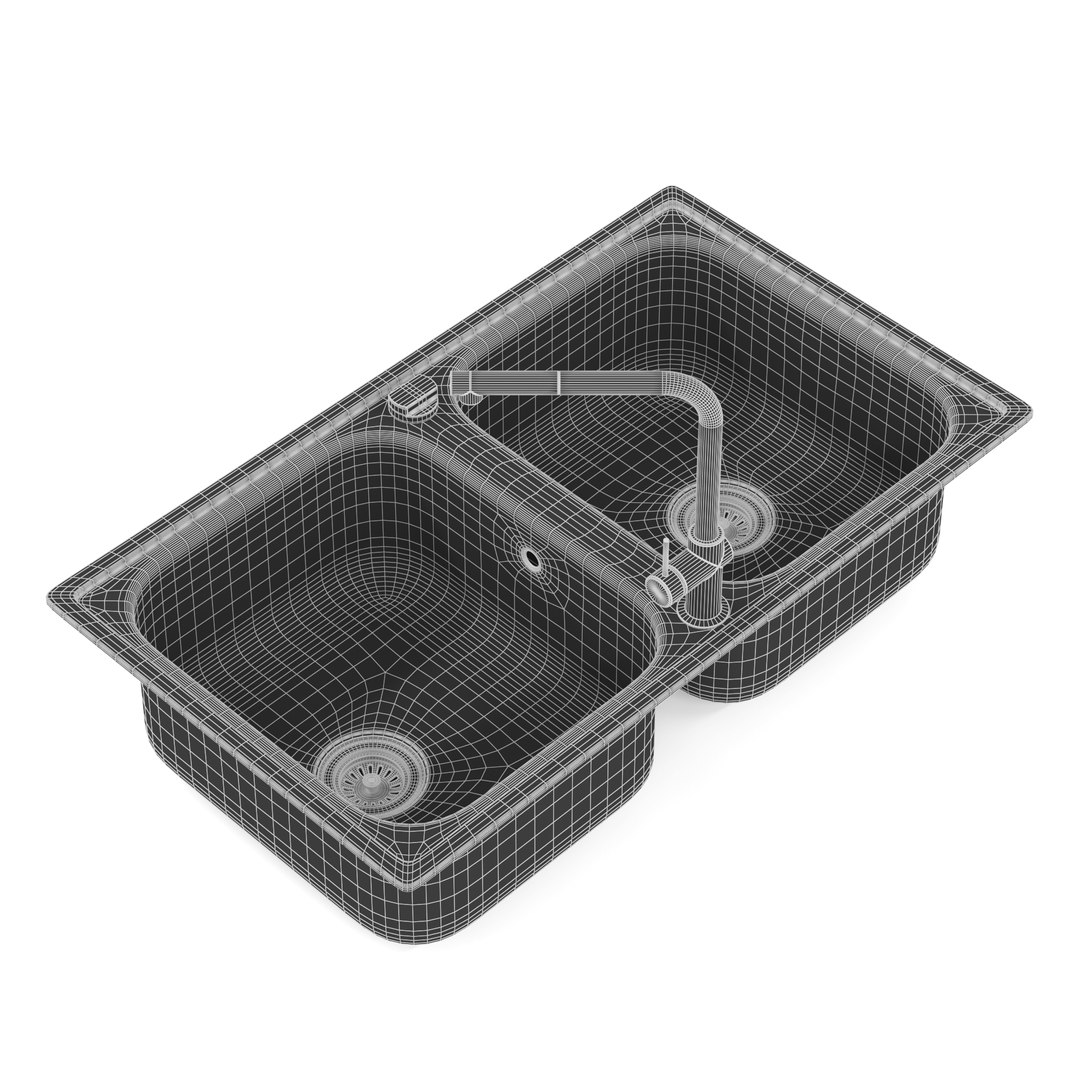 Metal Double Kitchen Sink 3d Model Turbosquid 1551645