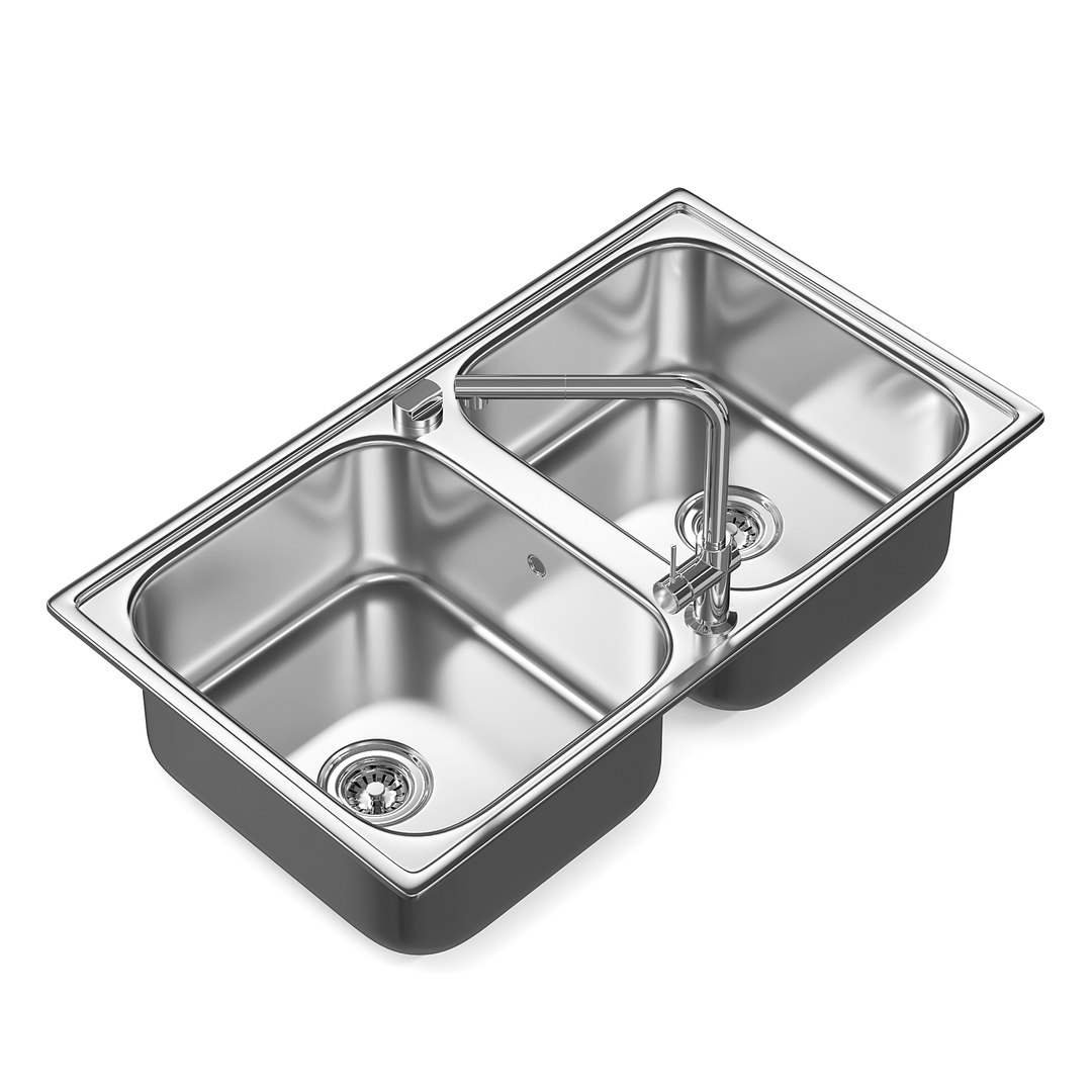 Metal Double Kitchen Sink 3d Model Turbosquid 1551645