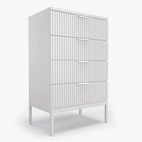 furniture chest of drawers four fluted design white