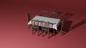 3D Dinner table and chairs model