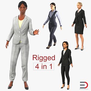 3D rigged business womans 3