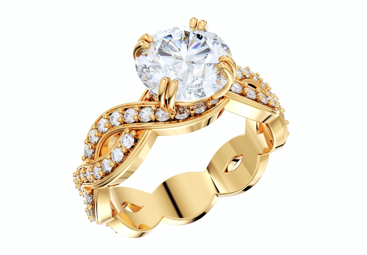 Twisted Engagement Ring Center Diamond 1-30 Carats- LJP01 3D Model ...