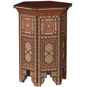 Luxurious Oriental side coffee table with inlay and mosaic 3D model