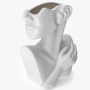 Head Shaped Flower Vase White