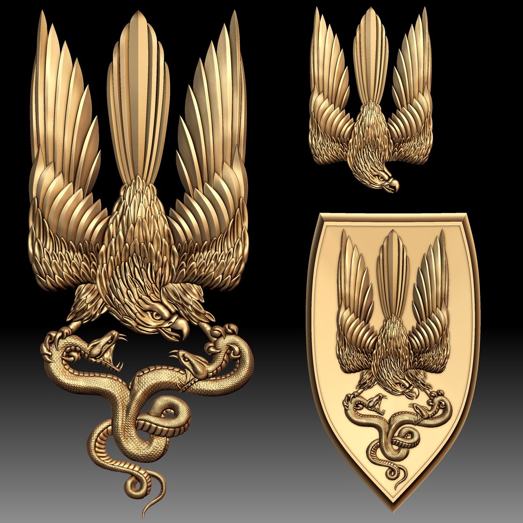Falcon And Snake - Bas-relief For CNC Router Or 3D Printer 3D Model ...
