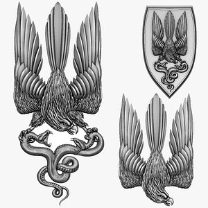 Falcon and snake - bas-relief for CNC router