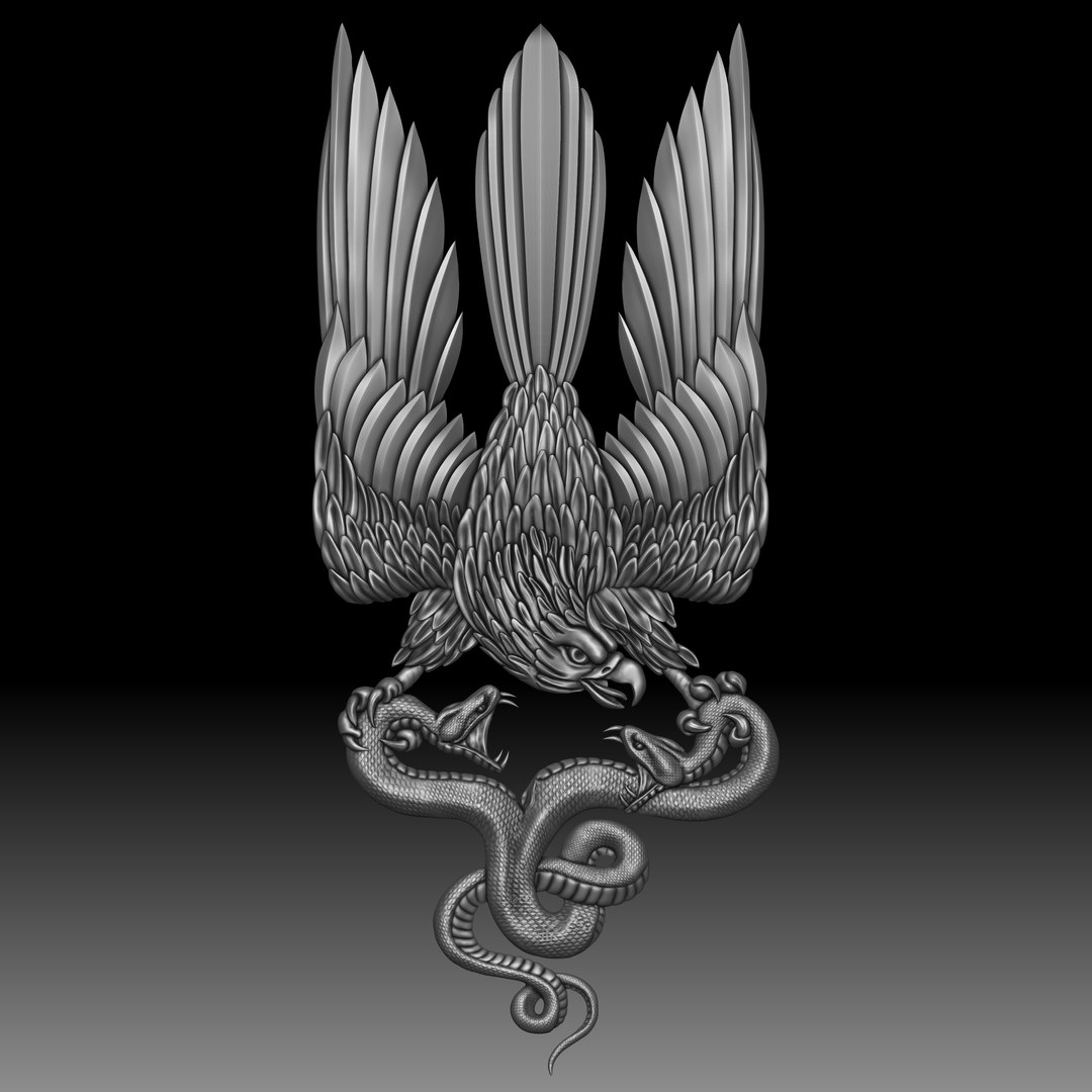 Falcon And Snake - Bas-relief For CNC Router Or 3D Printer 3D Model ...