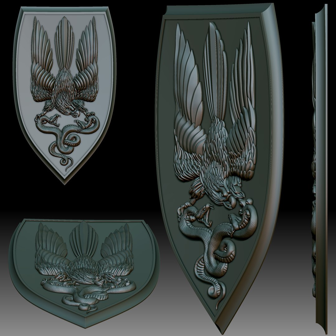 Falcon And Snake - Bas-relief For CNC Router Or 3D Printer 3D Model ...