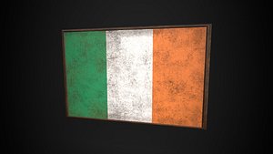 3D model Old Picture Frame With Ireland  Flag - Game Ready PBR Low-poly 3D Model