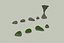 Low poly cave collection with mushrooms vegetation stones model