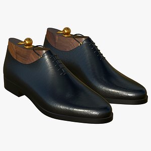 3D model Crocodile Leather Shoes Black