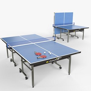 Blue Tennis Table Ping Pong  rackets  and ball 3D