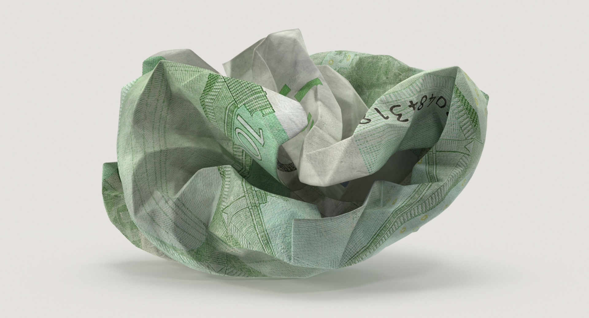 100 Euro Bill Crumpled 3d Max
