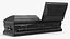 Open Wooden Coffin with Silk Lining Black