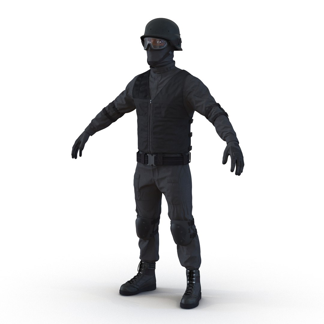 SWAT Officer Afro American 3 3D Model 3D model preview