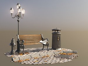 london vintage street set 3D model