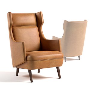 3D leather wing armchair chair