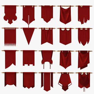 20 medieval flag 3D model