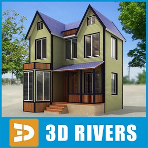 3d model small town house building
