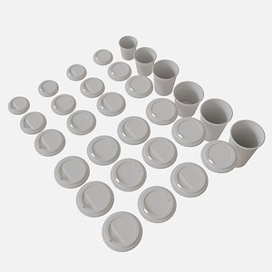 3D Collection of paper cups 6 sizes