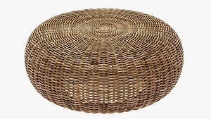 Wicker round rattan pouf