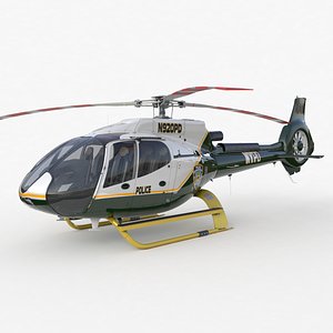 Airbus H130 Police Green High Detail 3ds max Vray 3D model