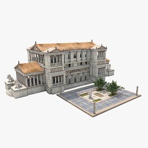 3D Modular Classical Building with Interiors Architecture PBR