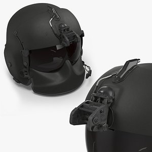 Pilot Protective Helmet with Face Shield 3D model