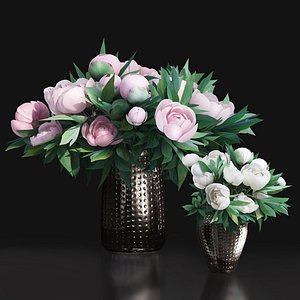 flower peony vase white 3D model