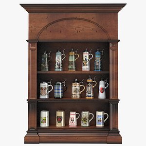 3d beer stein display cabinet model