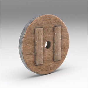 3D model Antique solid wooden wheel