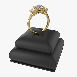 3D Ring Leather Display Holder Stand 05