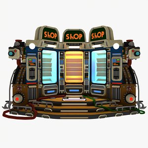 sci-fi low-poly vending machine shop 3D