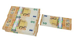 50 euro banknotes 3D model