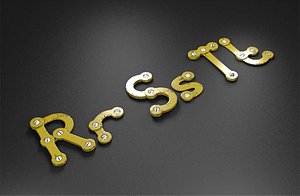 rst rusty metal alphabet letters 3D model