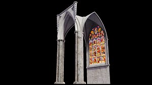 3D Gothic Nave Stained Glass Bottom 02 - ONLY