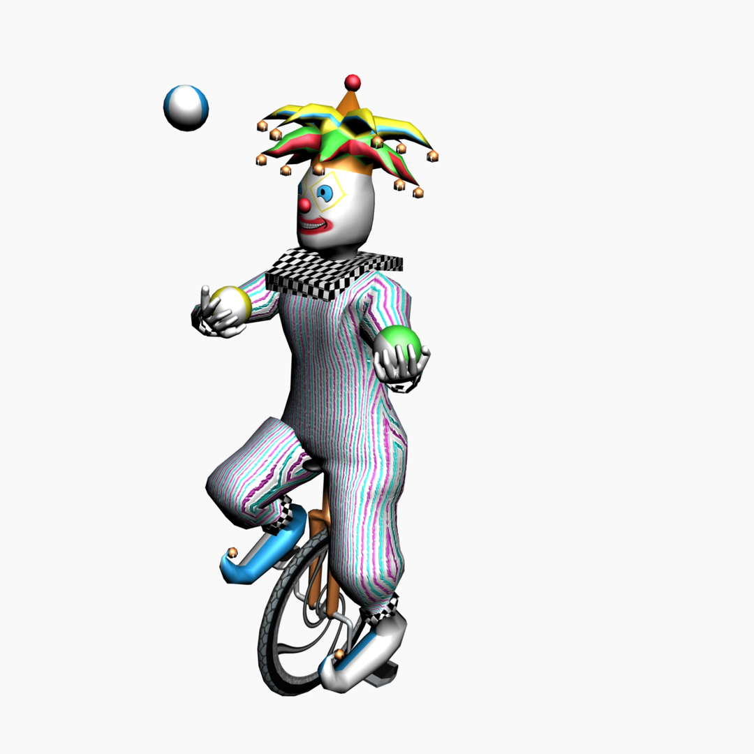 Clown Animation Unicycle 3d Model
