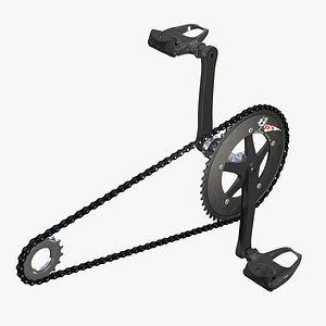 Bicycle Chain with Pedals Rigged 3D Model