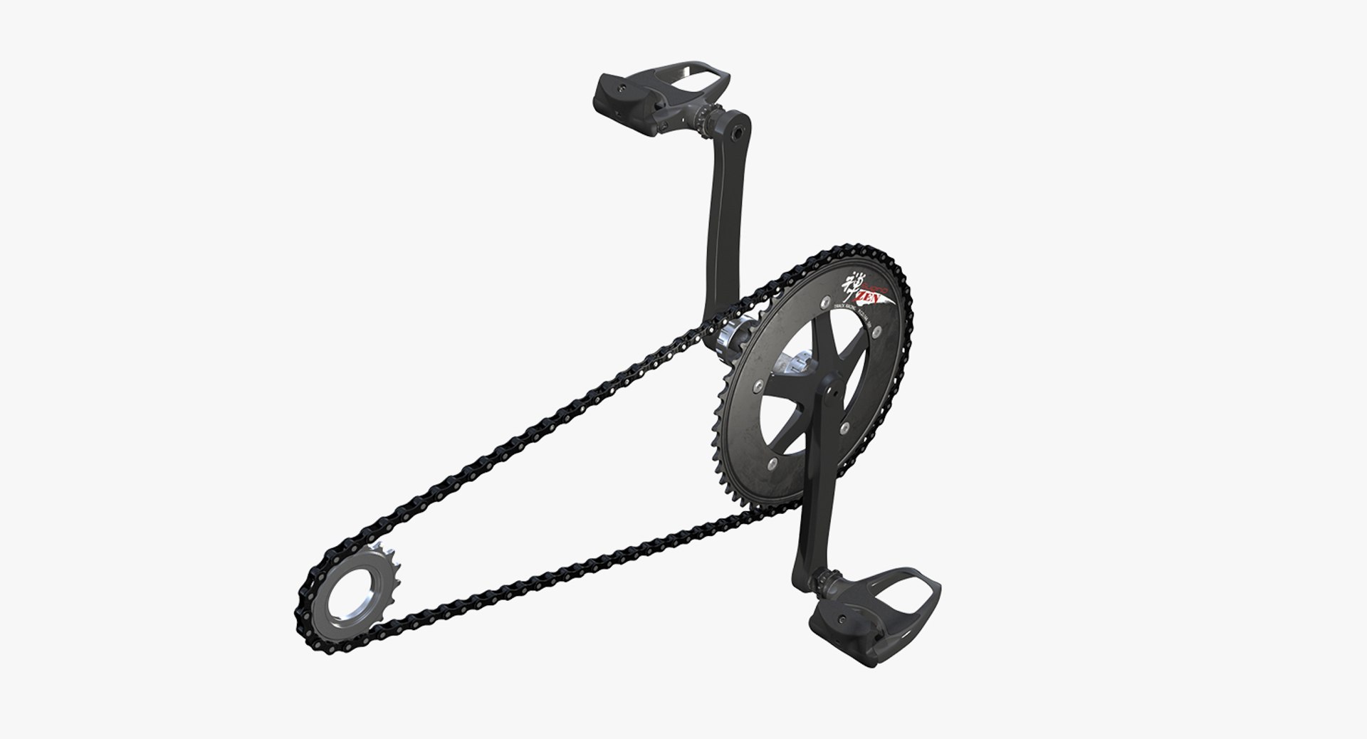 Bicycle Chain with Pedals Rigged 3D Model preview