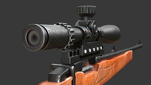 A WW2 sniper rifle high quality 3D model Low-poly 3D model