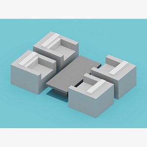 Voxel Furniture Set 3D model
