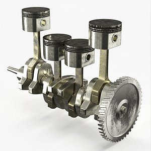 Engine Pistons and Crankshaft Rigged for Maya 3D