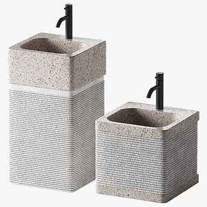 Stone Sink with Rectangular Standing Pedestal 2 color options