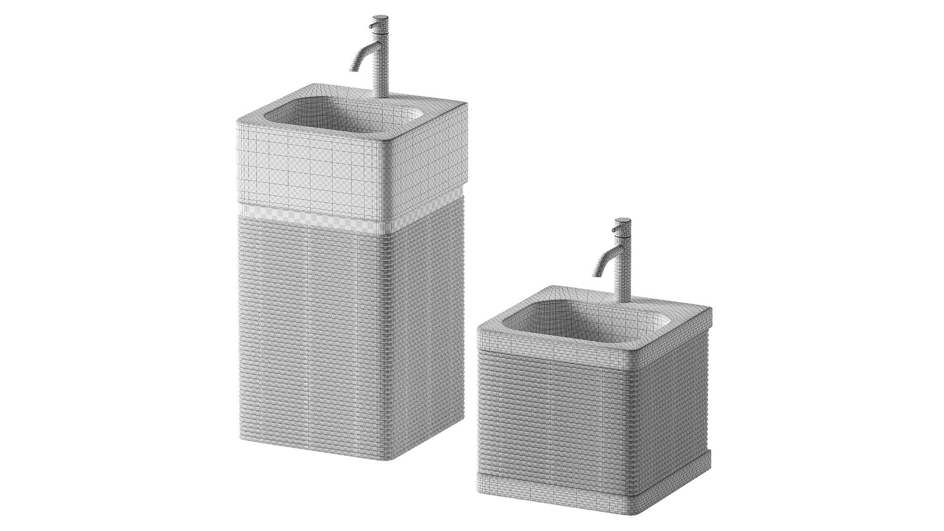 3D Stone Sink With Rectangular Standing Pedestal 2 Color Options Model ...