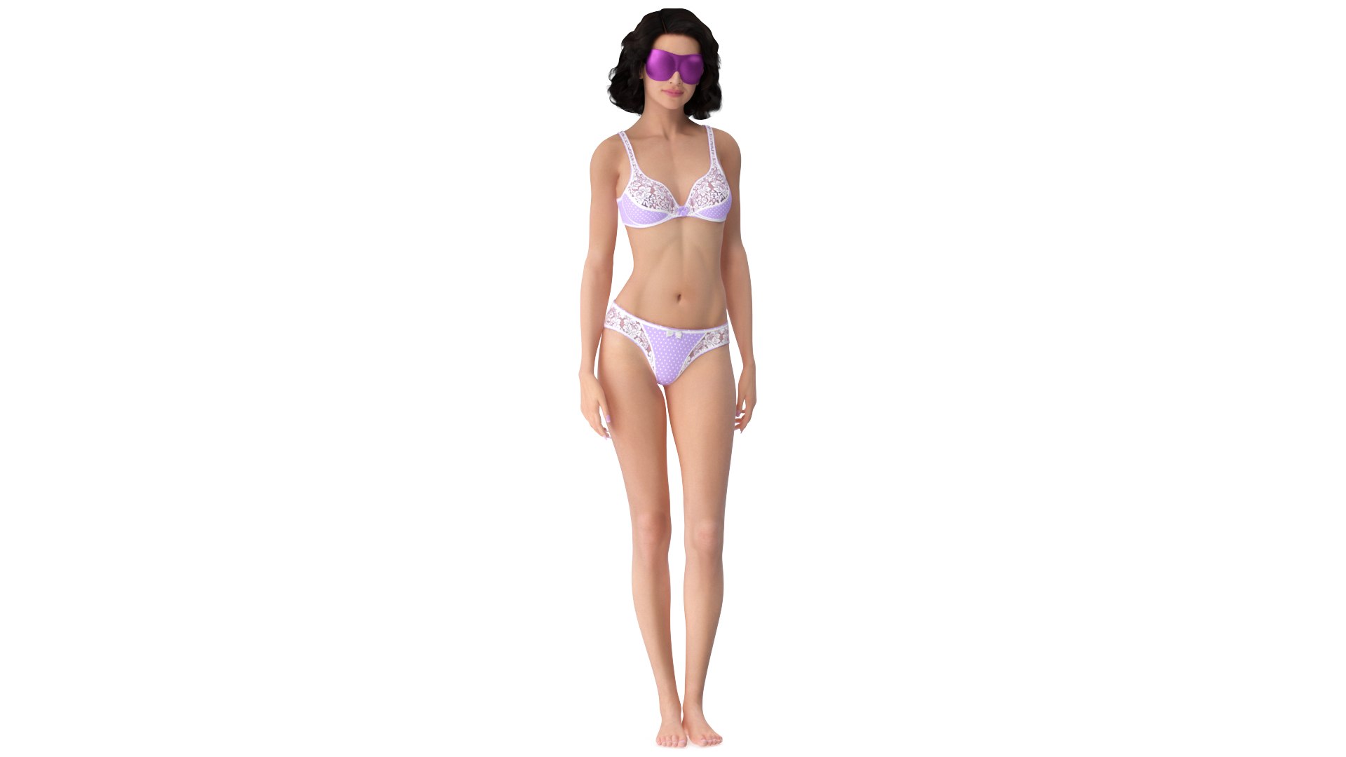 Woman Wearing Pink Eye Mask 3D model preview